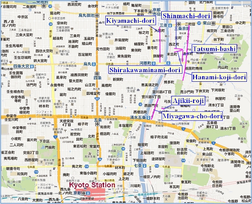 alternative text of kyoto old town map